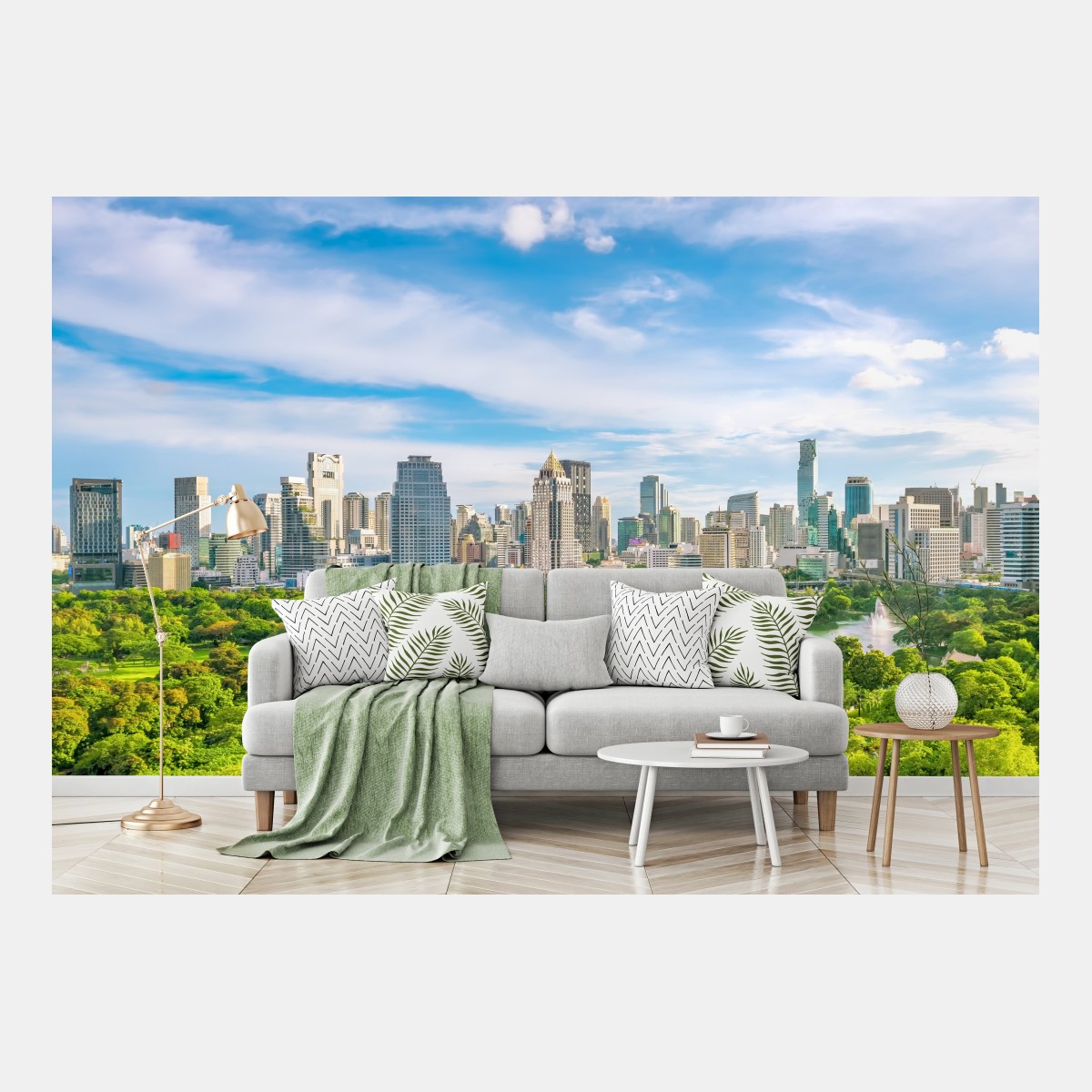 Fototapete lebendige Bangkok skyline über Lumpini Park – Wallnifity®