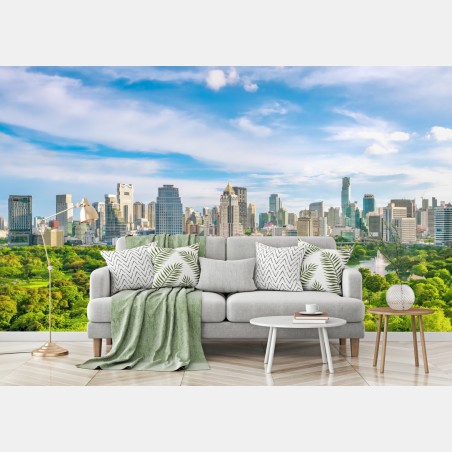 Fototapete lebendige Bangkok skyline über Lumpini Park – Wallnifity®