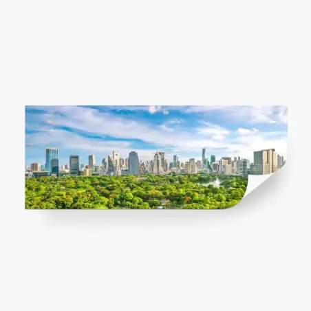 Fototapete lebendige Bangkok skyline über Lumpini Park – Wallnifity®