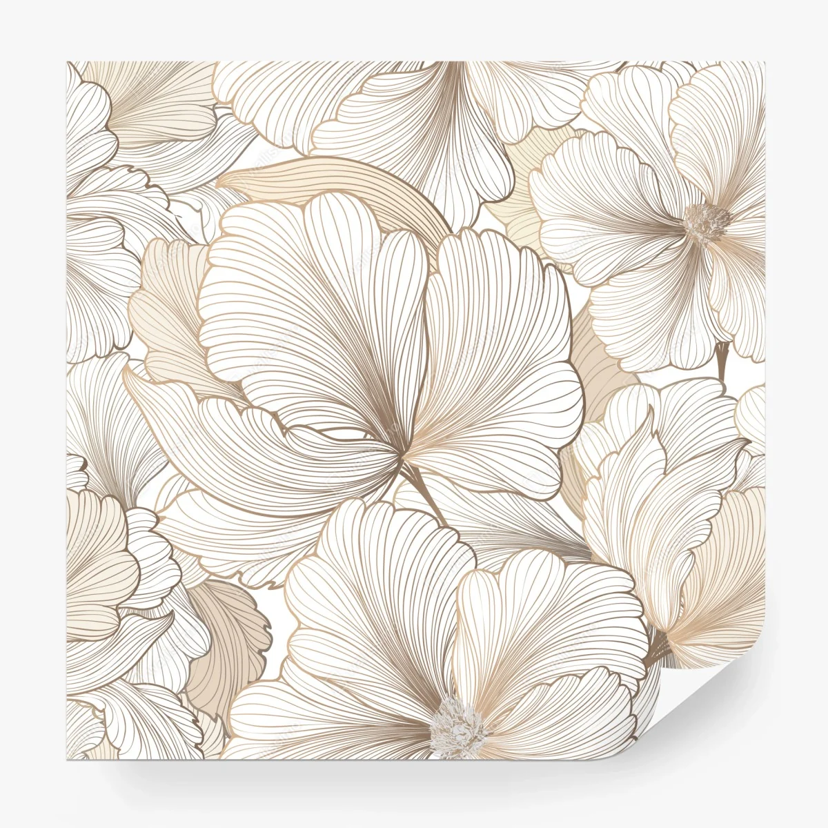 Fototapete zarte beige blumenillustration – Wallnifity®