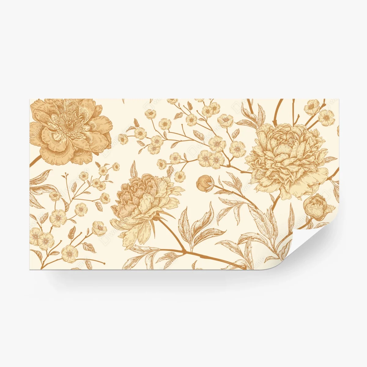 Fototapete vintage beiges blumenmuster mit pfingstrosen – Wallnifity® Fototapete vintage beiges blumenmuster mit pfingstrosen – Wallnifity®