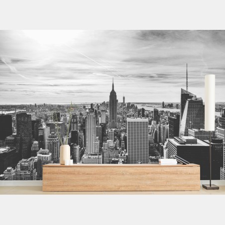 Fototapete panorama von New York in graustufen – Wallnifity®