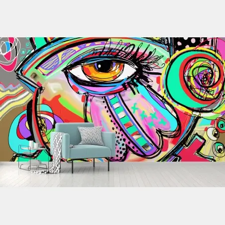 Fototapete lebhaftes abstraktes auge im pop-art stil – Wallnifity®