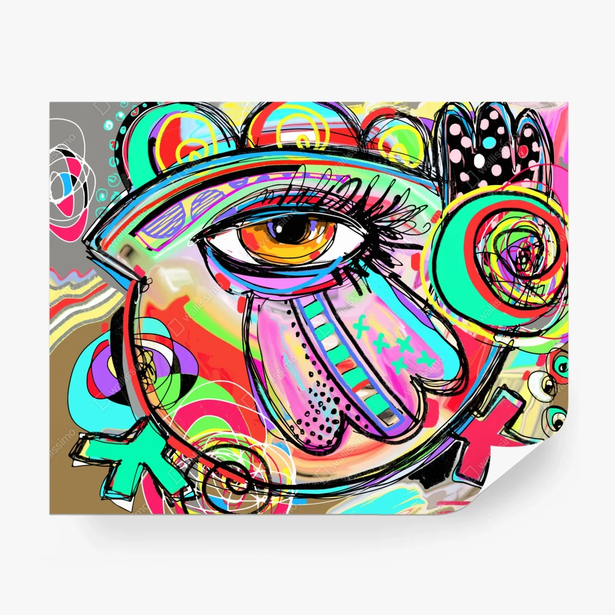 Fototapete lebhaftes abstraktes auge im pop-art stil – Wallnifity®