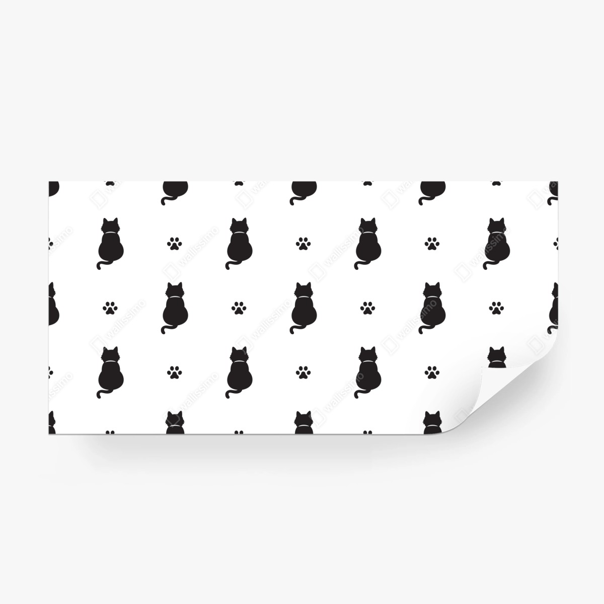Fototapete muster mit schwarzen katzensilhouetten – Wallnifity®