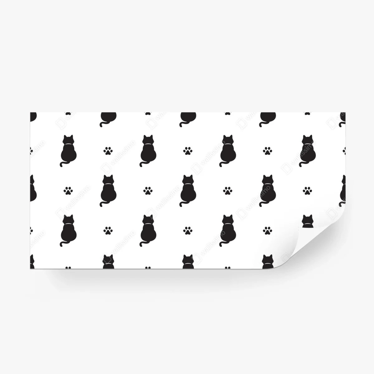 Fototapete muster mit schwarzen katzensilhouetten – Wallnifity®