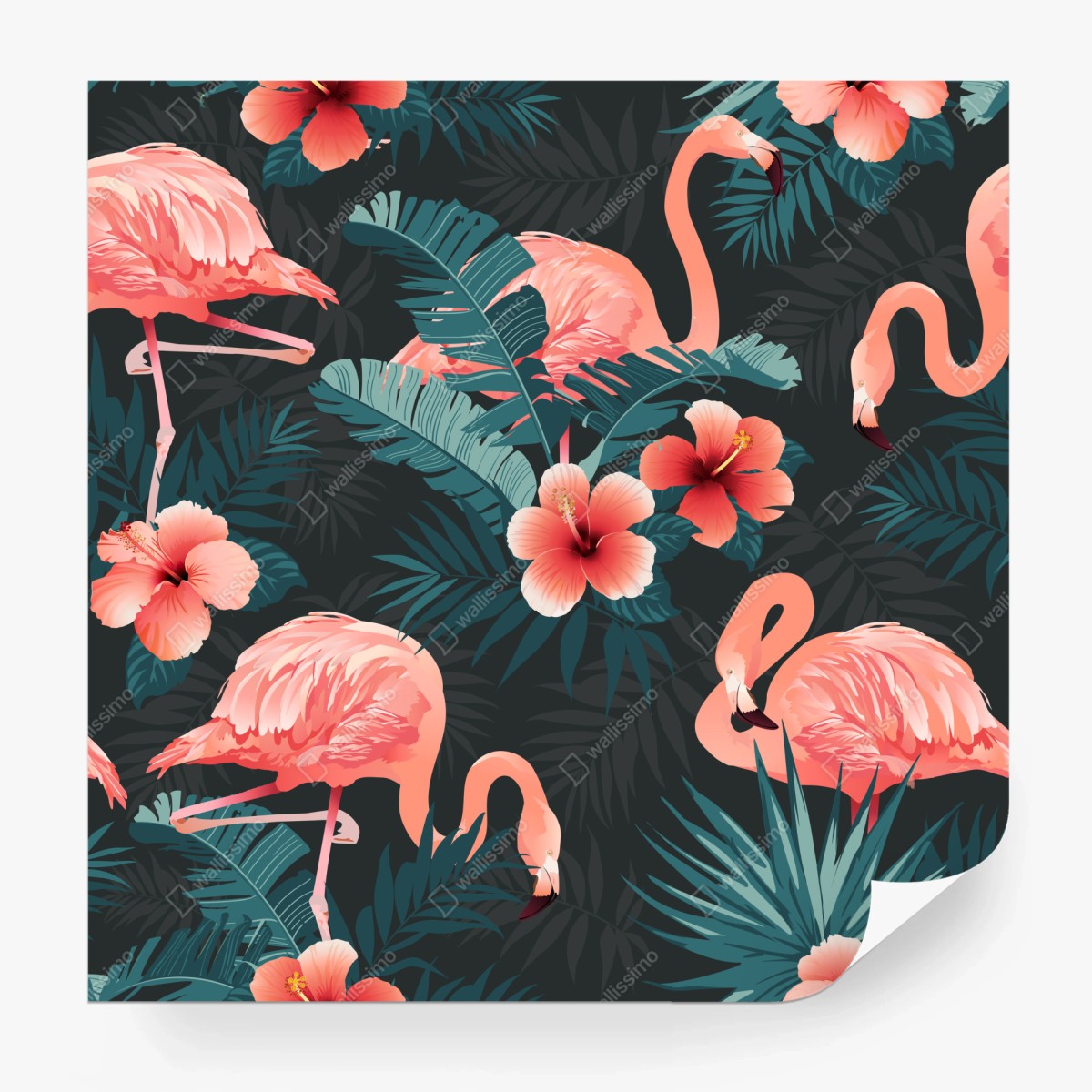 Fototapete tropisches muster mit rosa flamingos – Wallnifity®