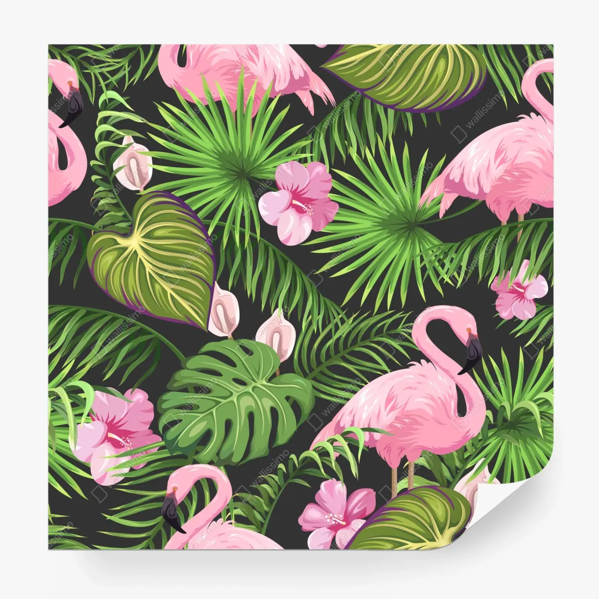 Fototapete rosa flamingo tropenmuster – Wallnifity®