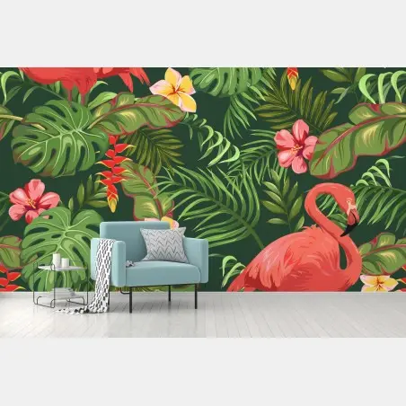 Fototapete tropisches flamingo-muster – Wallnifity®