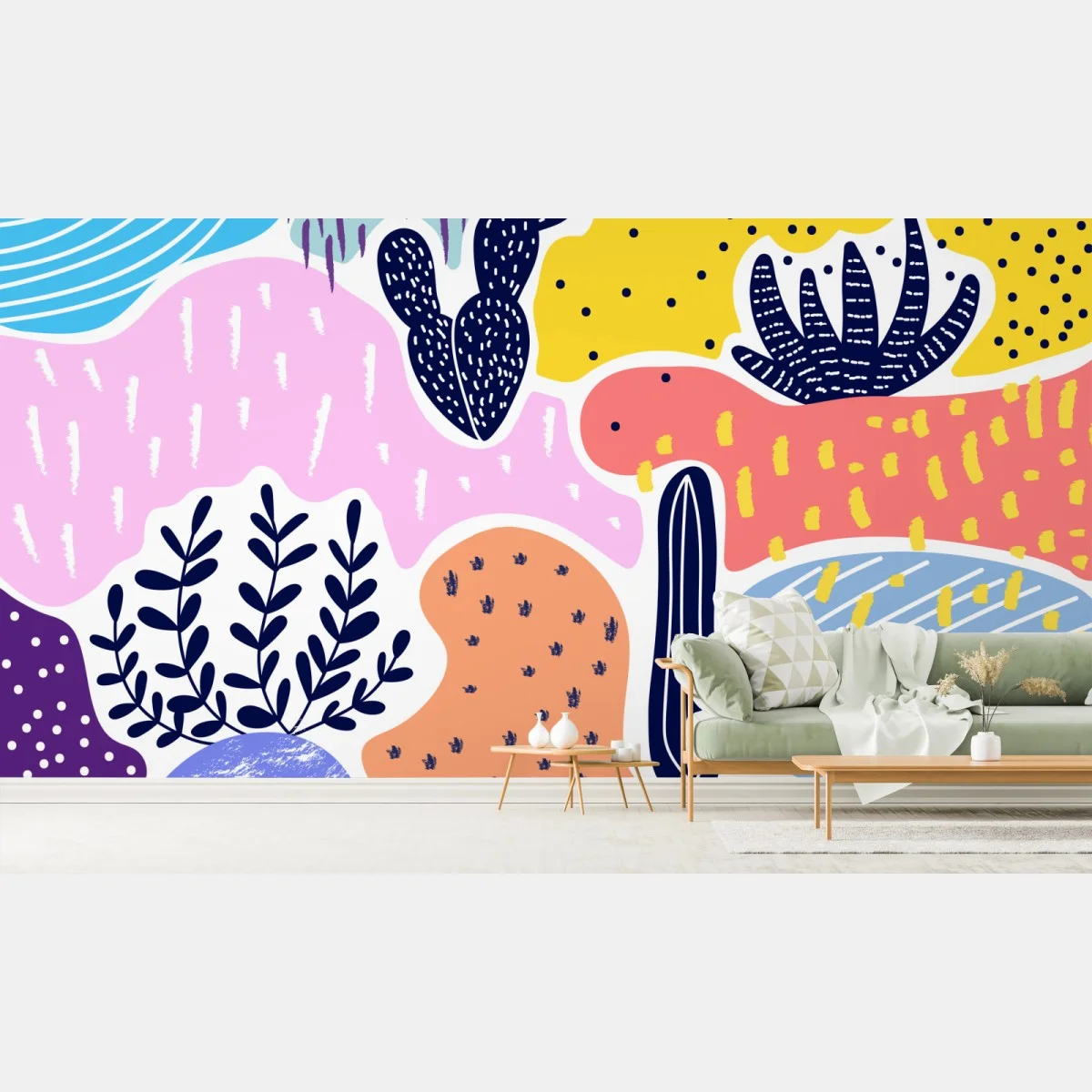 Fototapete verspieltes abstraktes botanikmuster – Wallnifity® Fototapete verspieltes abstraktes botanikmuster – Wallnifity®