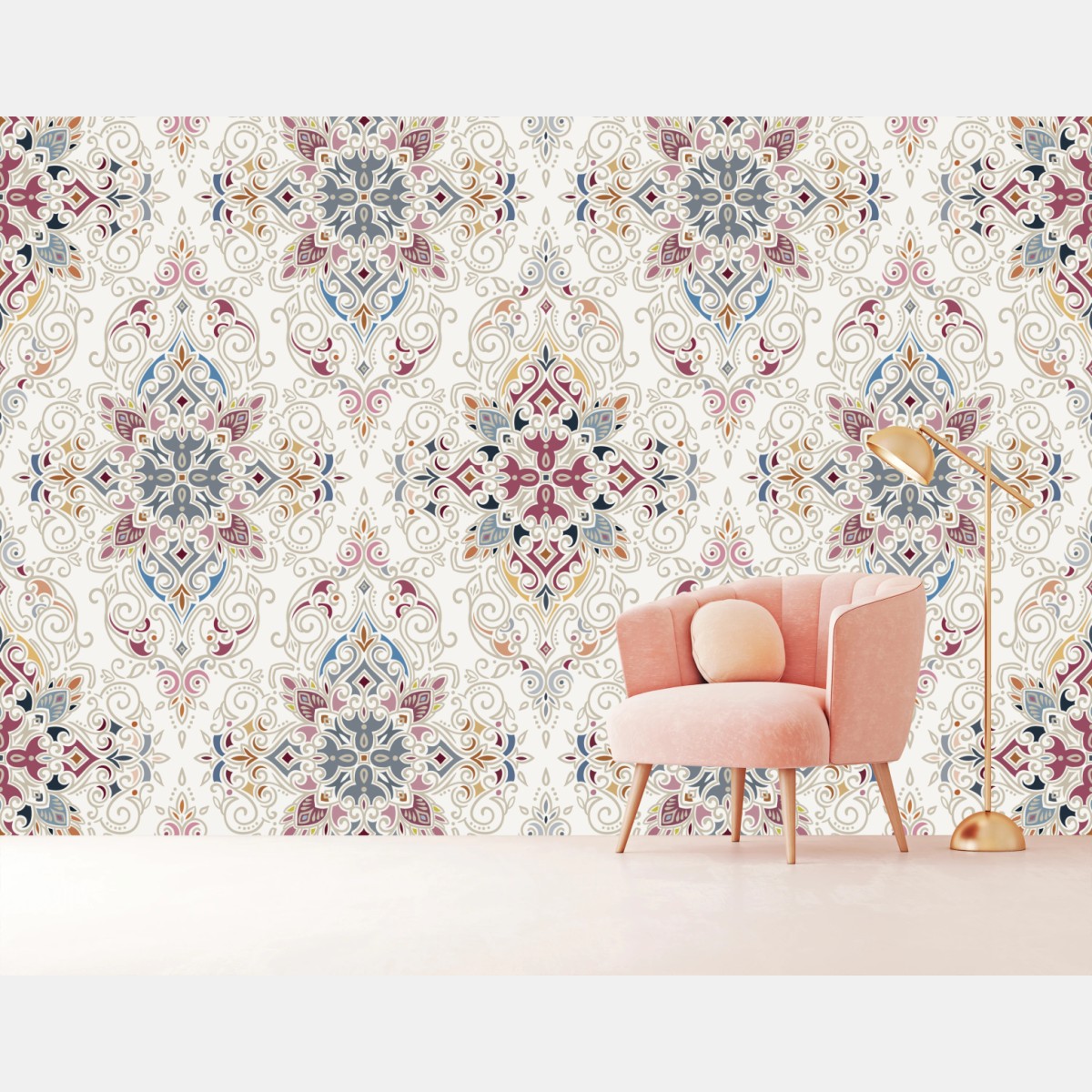 Fototapete ornamentales vintage-damastmuster – Wallnifity®