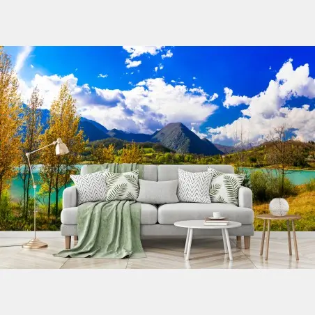 Fototapete türkissee mit berglandschaft – Wallnifity®