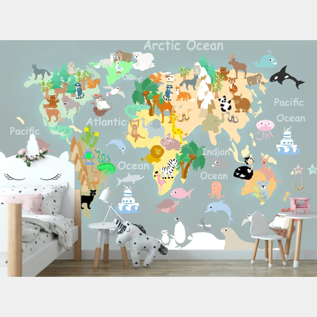 Fototapete weltkarte mit tieren – Wallnifity® Fototapete weltkarte mit tieren – Wallnifity®