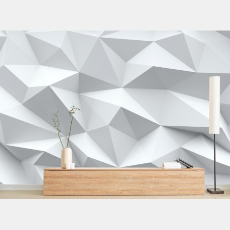 Fototapete weißes dreidimensionales low-poly geometrisches muster – Wallnifity®