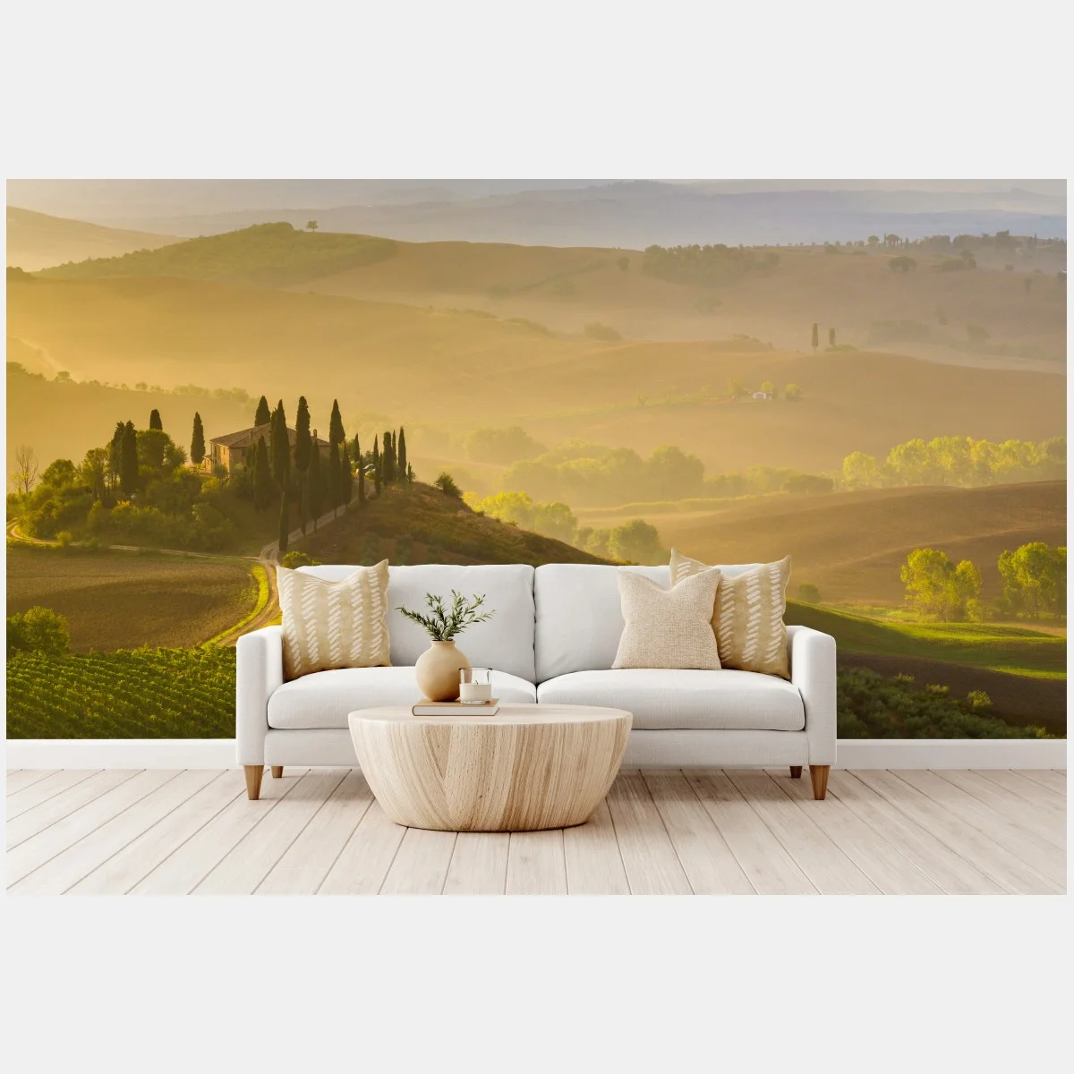 Fototapete nebliger morgen über Val d'Orcia – Wallnifity® Fototapete nebliger morgen über Val d'Orcia – Wallnifity®