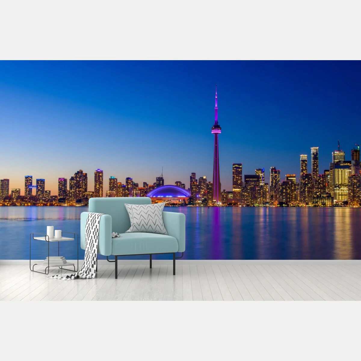 Fototapete Toronto skyline bei dämmerung – Wallnifity® Fototapete Toronto skyline bei dämmerung – Wallnifity®