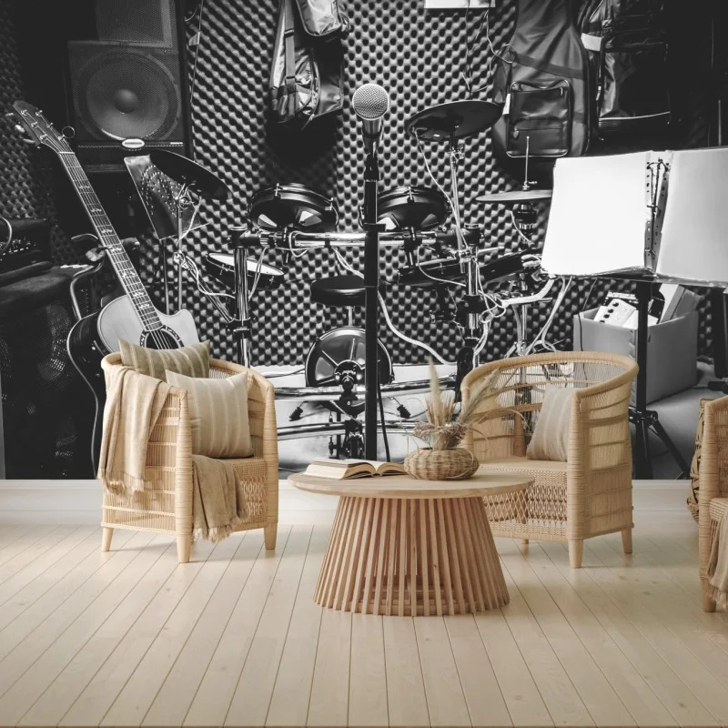 Fototapete monochromes musikstudio – Wallnifity® Fototapete monochromes musikstudio – Wallnifity®