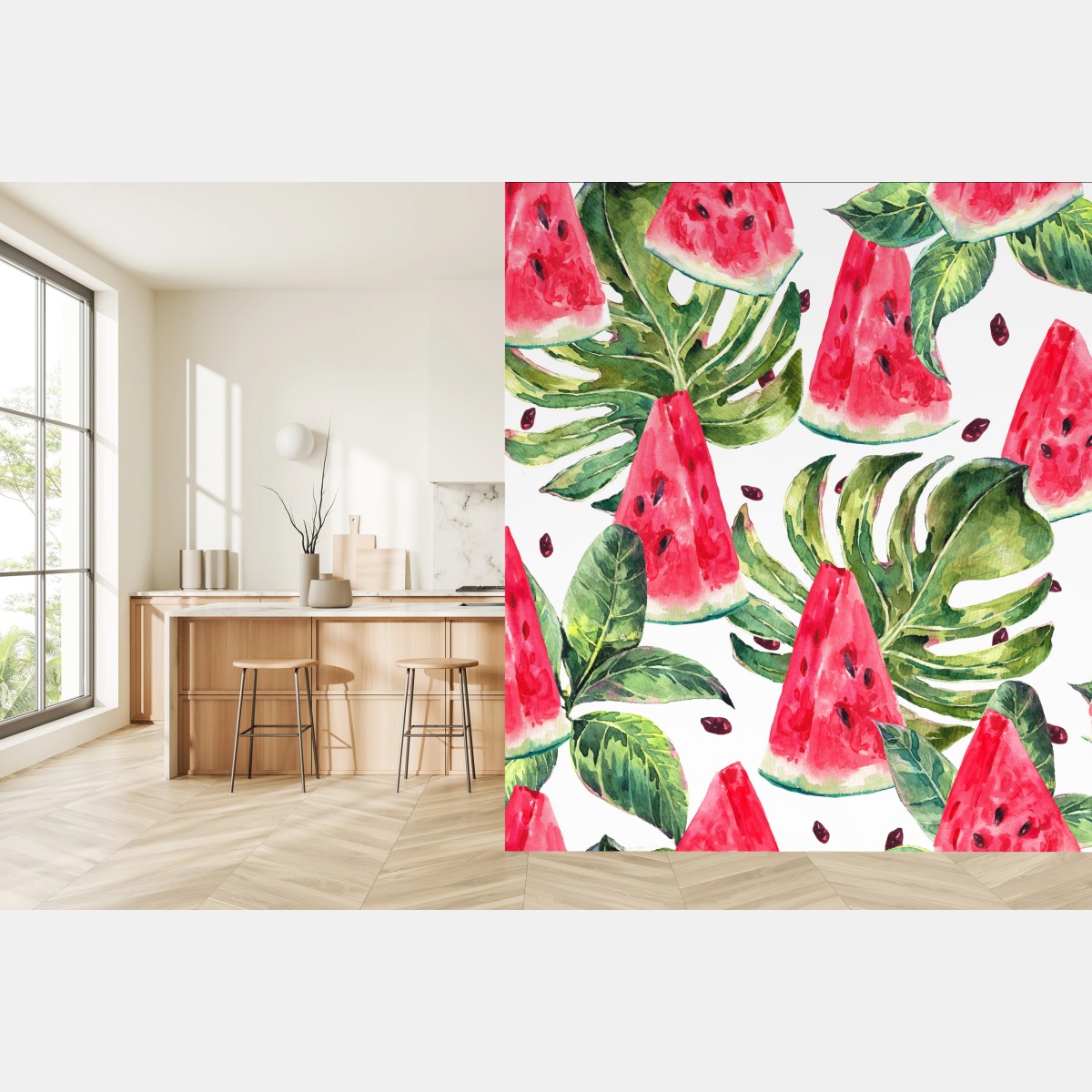 Fototapete aquarell wassermelonen sommermuster – Wallnifity®