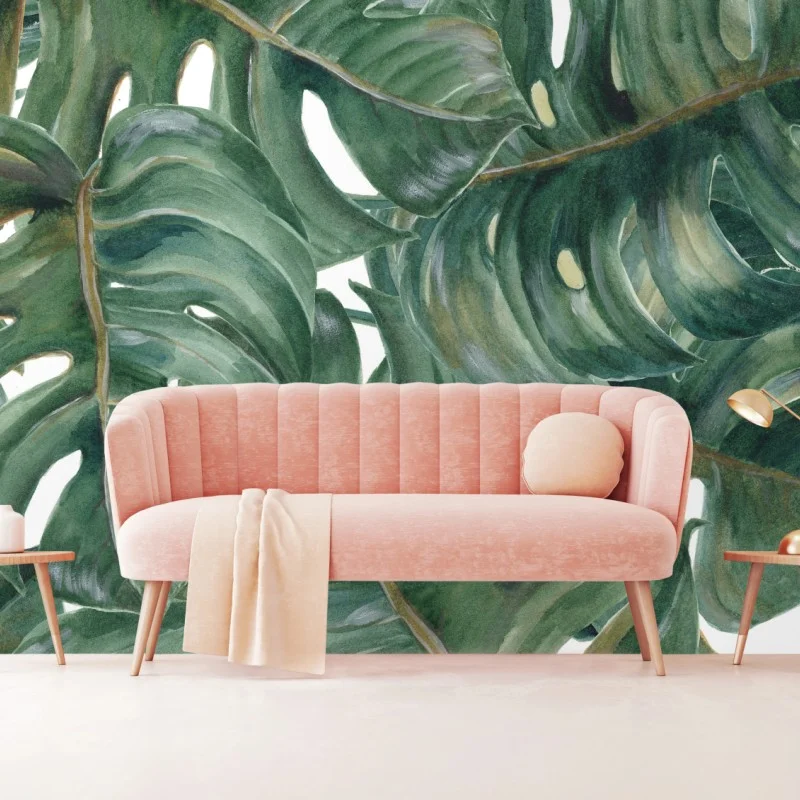 Fototapete monstera blätter in aquarell – Wallnifity® Fototapete monstera blätter in aquarell – Wallnifity®