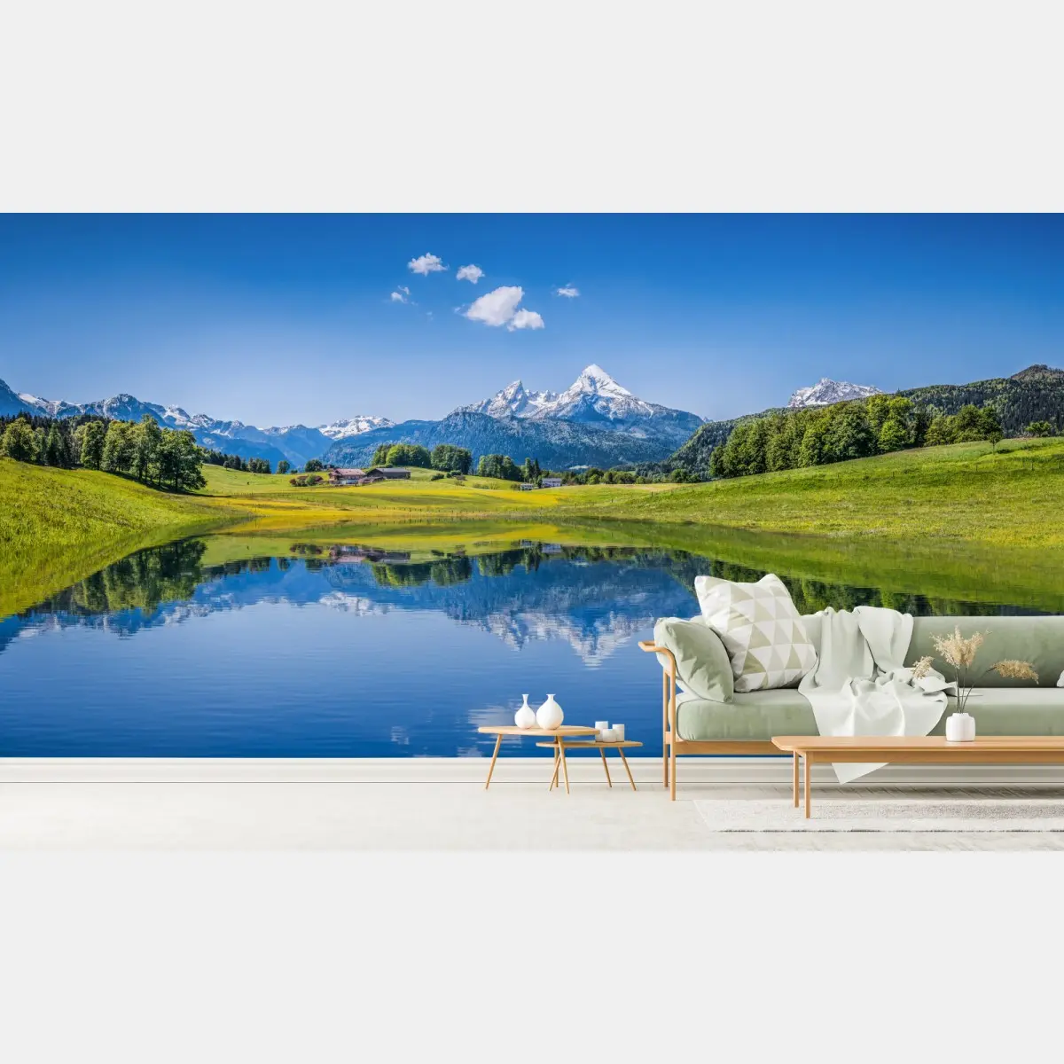 Fototapete alpine spiegelung: ruhige berglandschaft – Wallnifity®