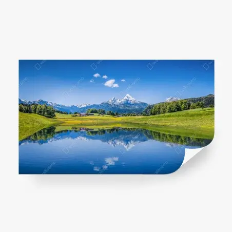 Fototapete alpine spiegelung: ruhige berglandschaft – Wallnifity®