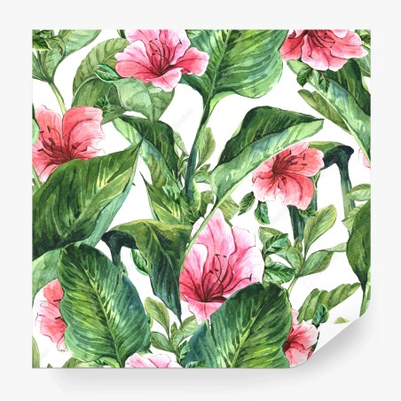 Fototapete rosa aquarell blumen botanikmotiv – Wallnifity®