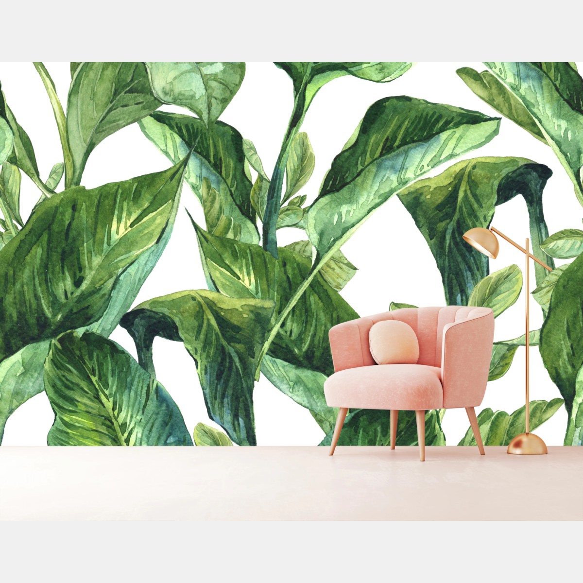 Fototapete üppiges aquarellmuster tropischer blätter – Wallnifity®