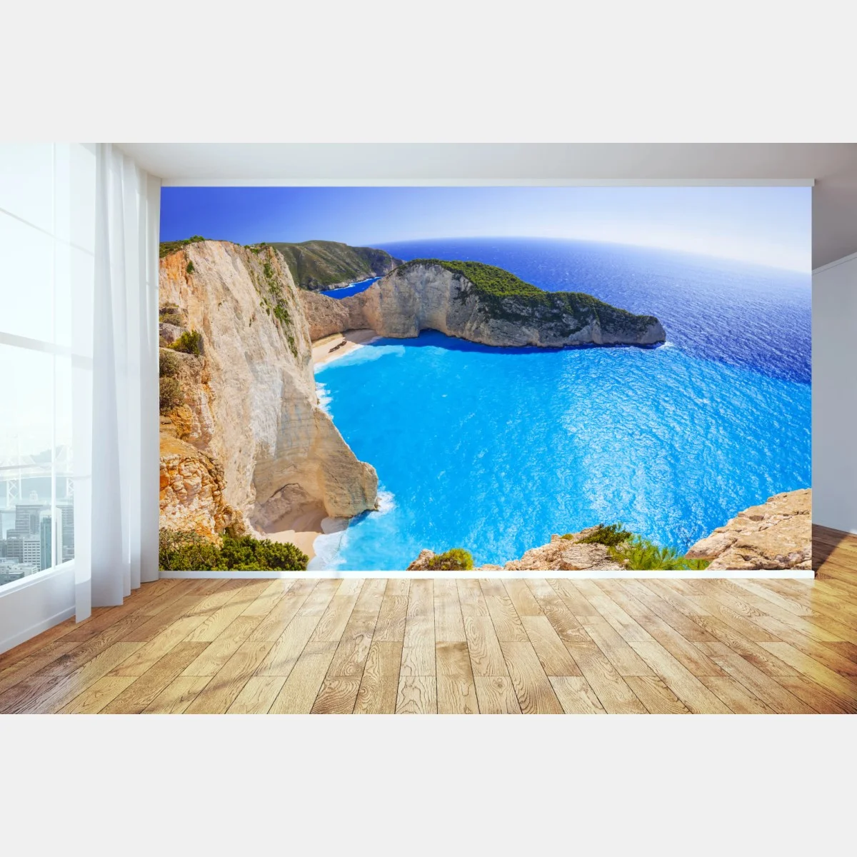 Fototapete türkisblauer klippenstrand panorama – Wallnifity® Fototapete türkisblauer klippenstrand panorama – Wallnifity®