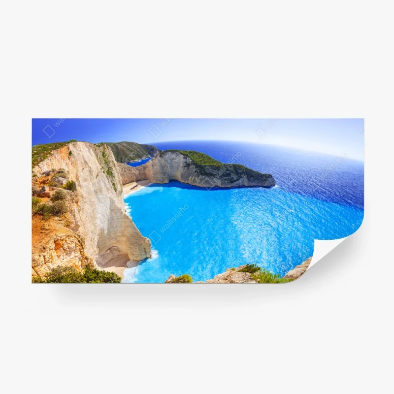 Fototapete tropischer strand mit palmen und segelboot – Wallnifity®