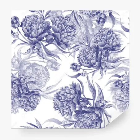 Fototapete blaue pfingstrosen botanisches muster – Wallnifity®