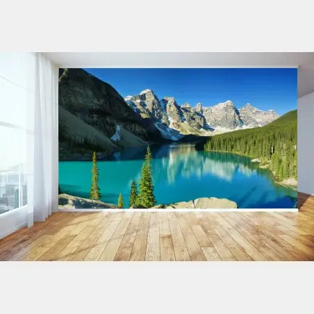 Fototapete ruhiger türkisfarbener bergsee – Wallnifity®
