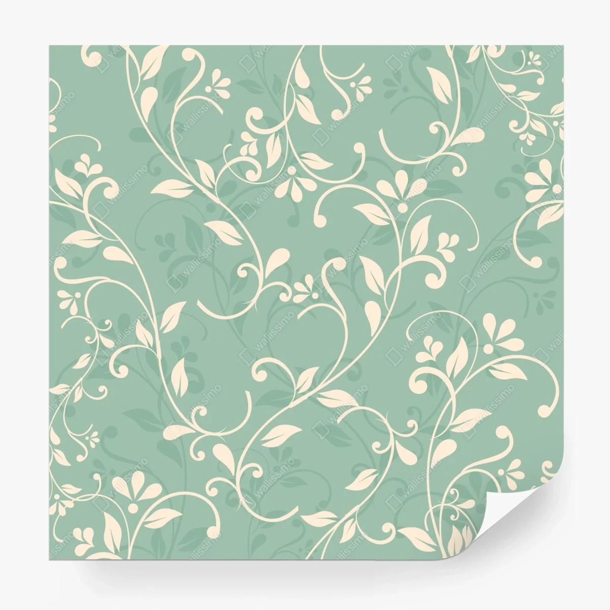 Fototapete minzfarbiges blumenmuster im vintage-stil – Wallnifity®