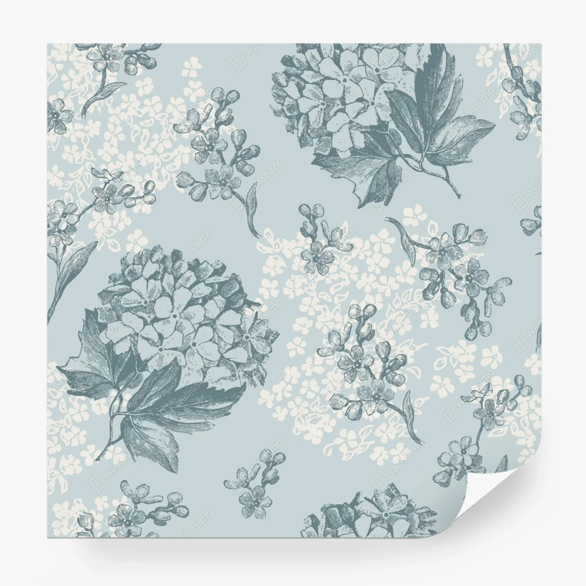 Fototapete zartes pastell hortensienmuster – Wallnifity®