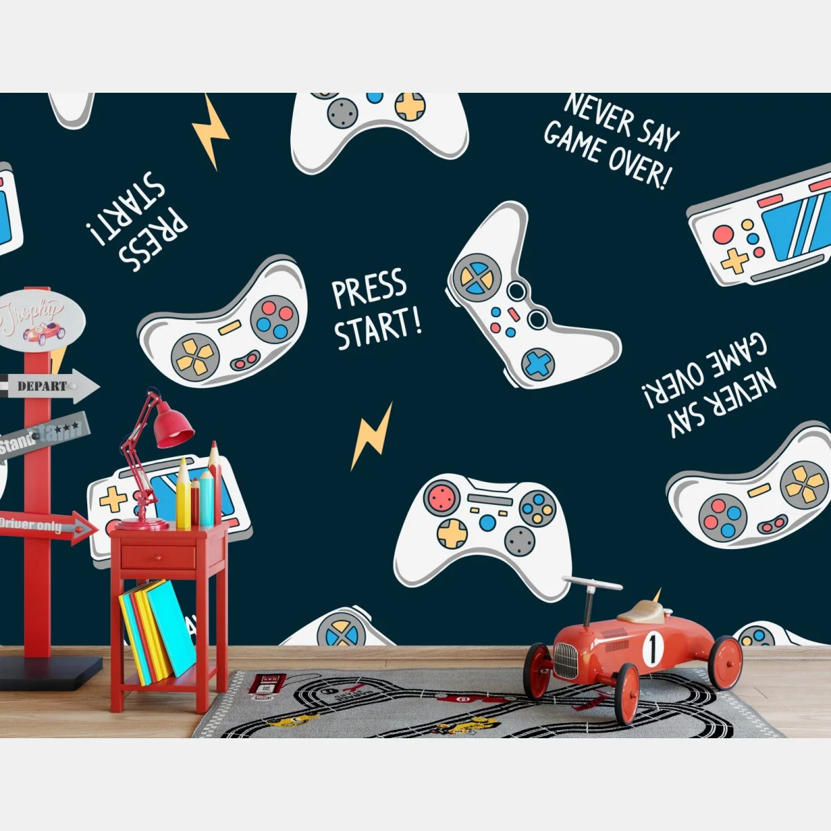 Fototapete retro-muster mit gamepads – Wallnifity® Fototapete retro-muster mit gamepads – Wallnifity®