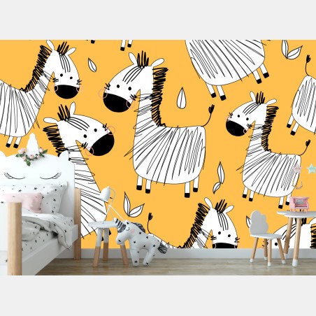 Fototapete verspieltes zebramuster für kinderzimmer – Wallnifity®