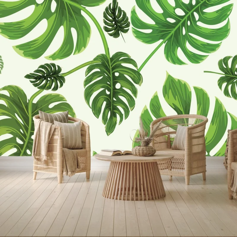 Fototapete tropisches monstera-blattmuster – Wallnifity® Fototapete tropisches monstera-blattmuster – Wallnifity®