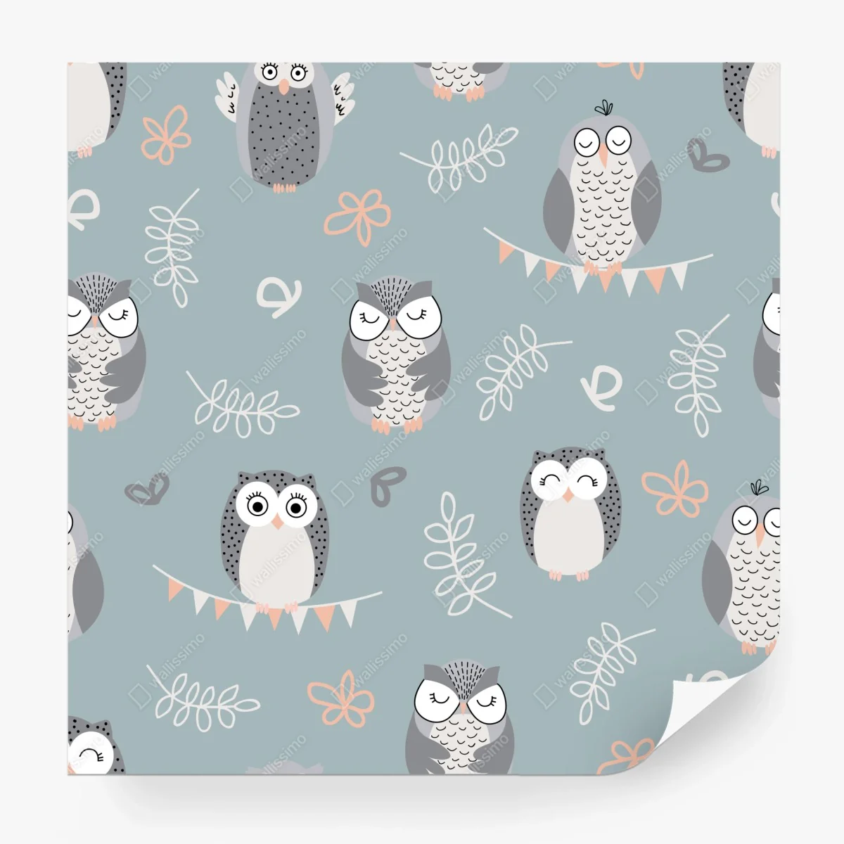 Fototapete niedliches eulenmuster für das kinderzimmer – Wallnifity®
