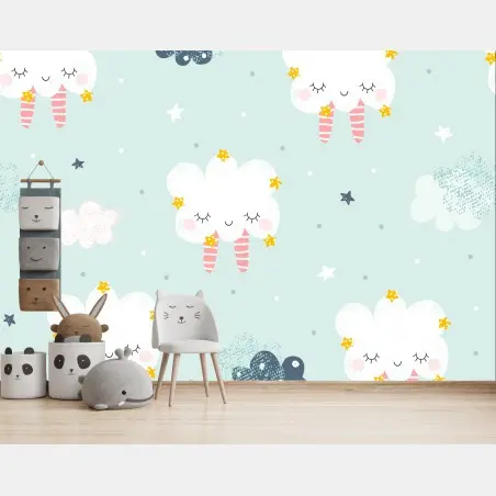 Fototapete schlafende wolken kinderzimmer muster – Wallnifity®