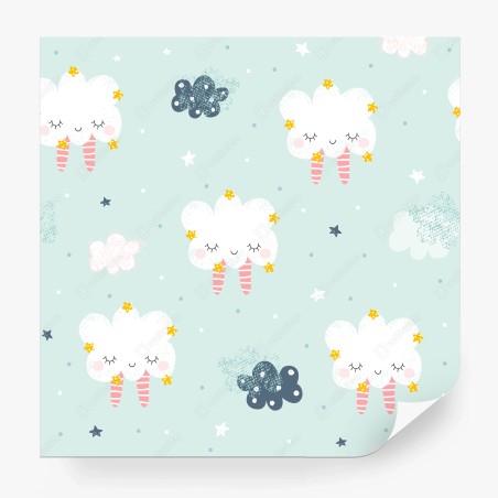 Fototapete schlafende wolken kinderzimmer muster – Wallnifity®