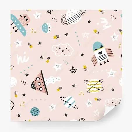 Fototapete verspieltes pastell-weltraummuster für kinder – Wallnifity®