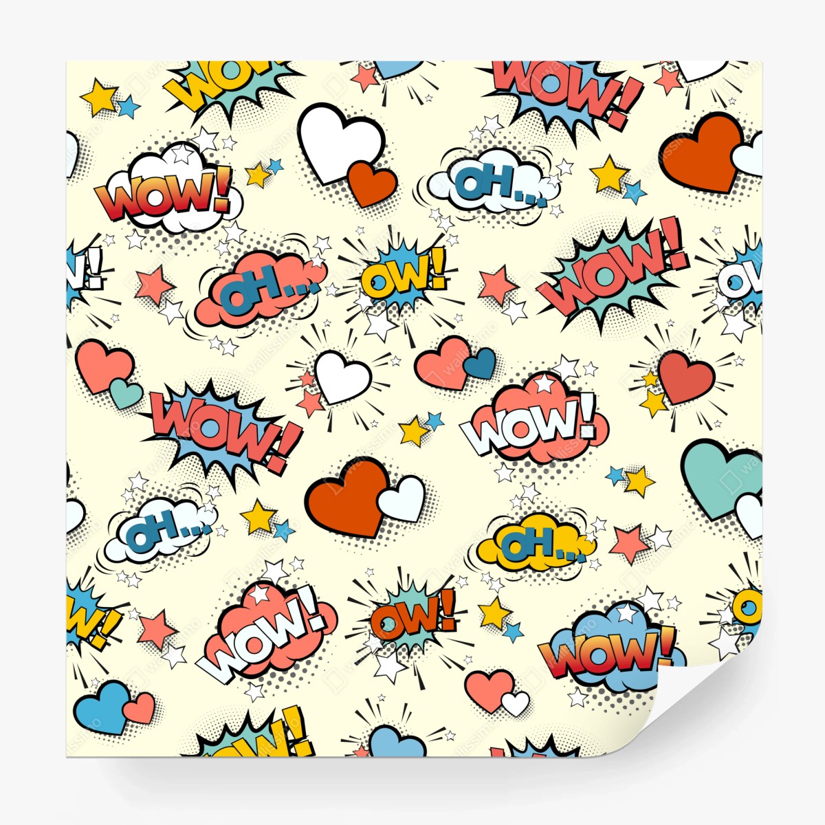 Fototapete pop art comic-herzen und sprechblasen – Wallnifity®
