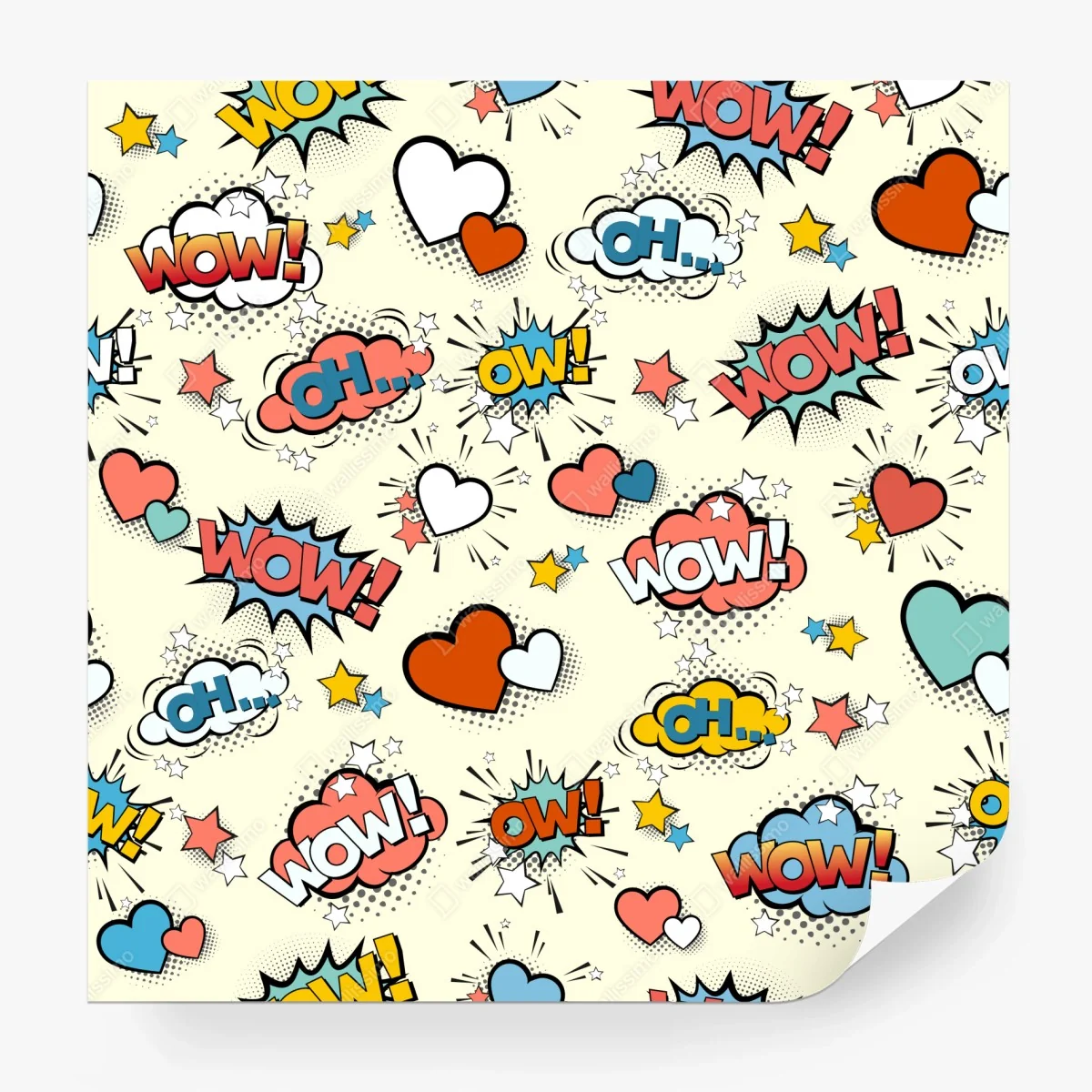 Fototapete pop art comic-herzen und sprechblasen – Wallnifity®