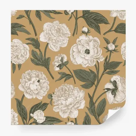 Fototapete vintage botanisches muster mit pfingstrosen – Wallnifity®