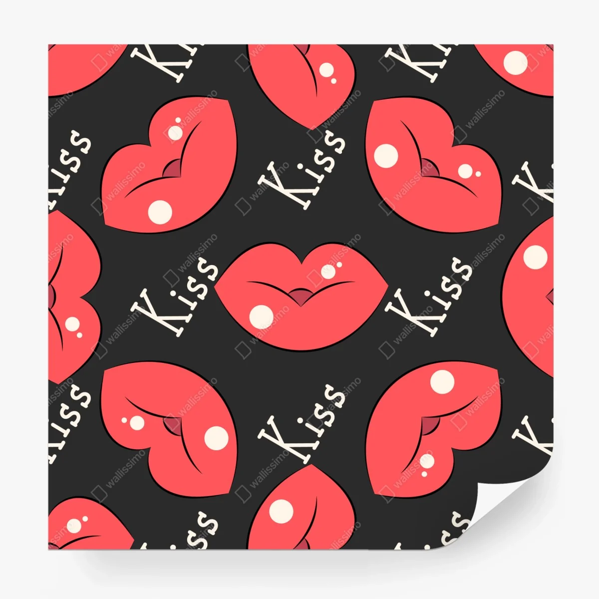 Fototapete verspieltes muster mit rosa lippen – Wallnifity®