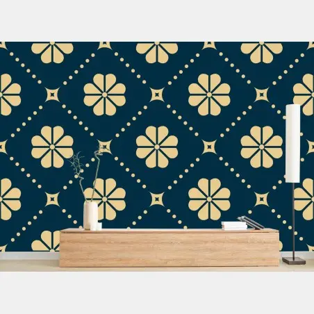 Fototapete türkis beiges blumen geometrisches muster – Wallnifity®