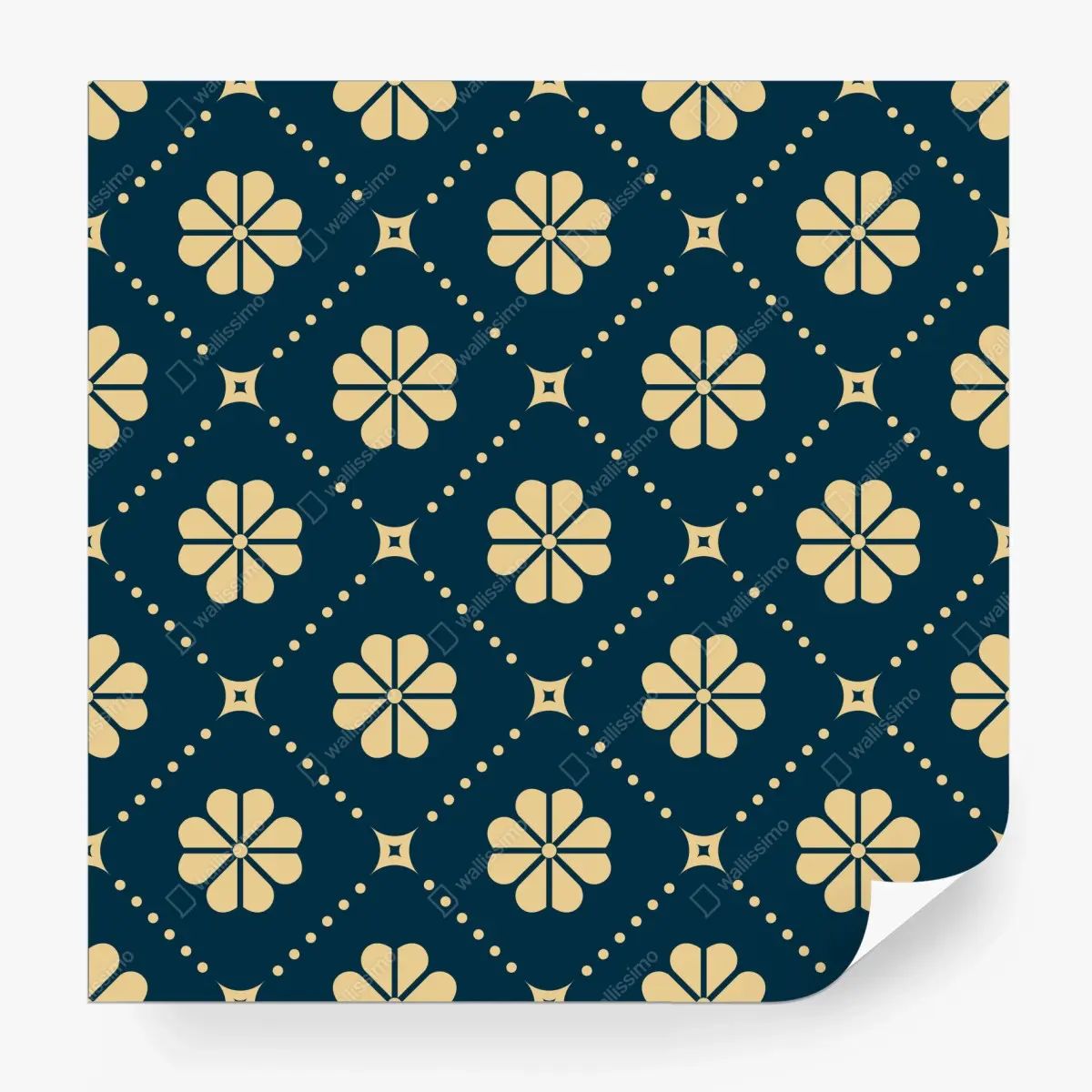 Fototapete türkis beiges blumen geometrisches muster – Wallnifity®