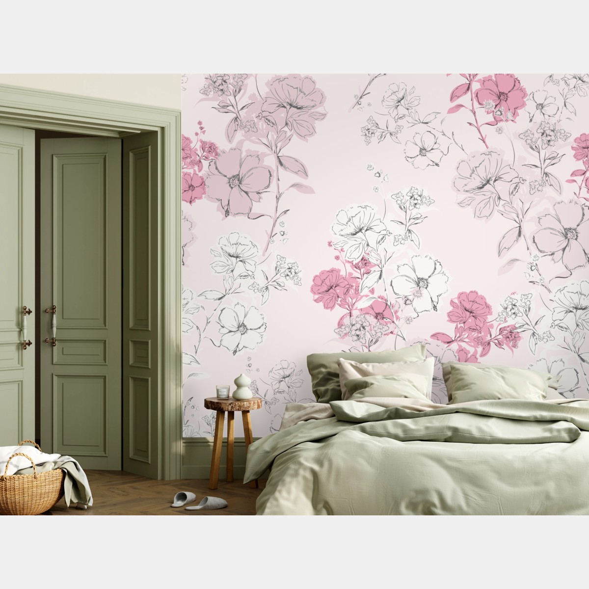 Fototapete zartes rosa blumenmuster – Wallnifity®