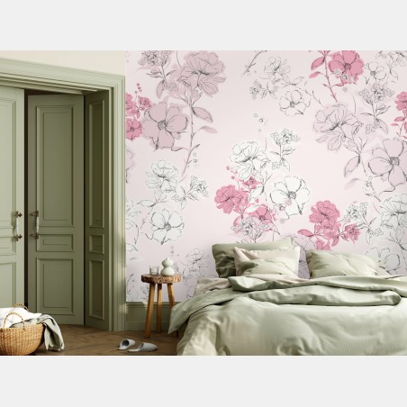 Fototapete zartes rosa blumenmuster – Wallnifity®