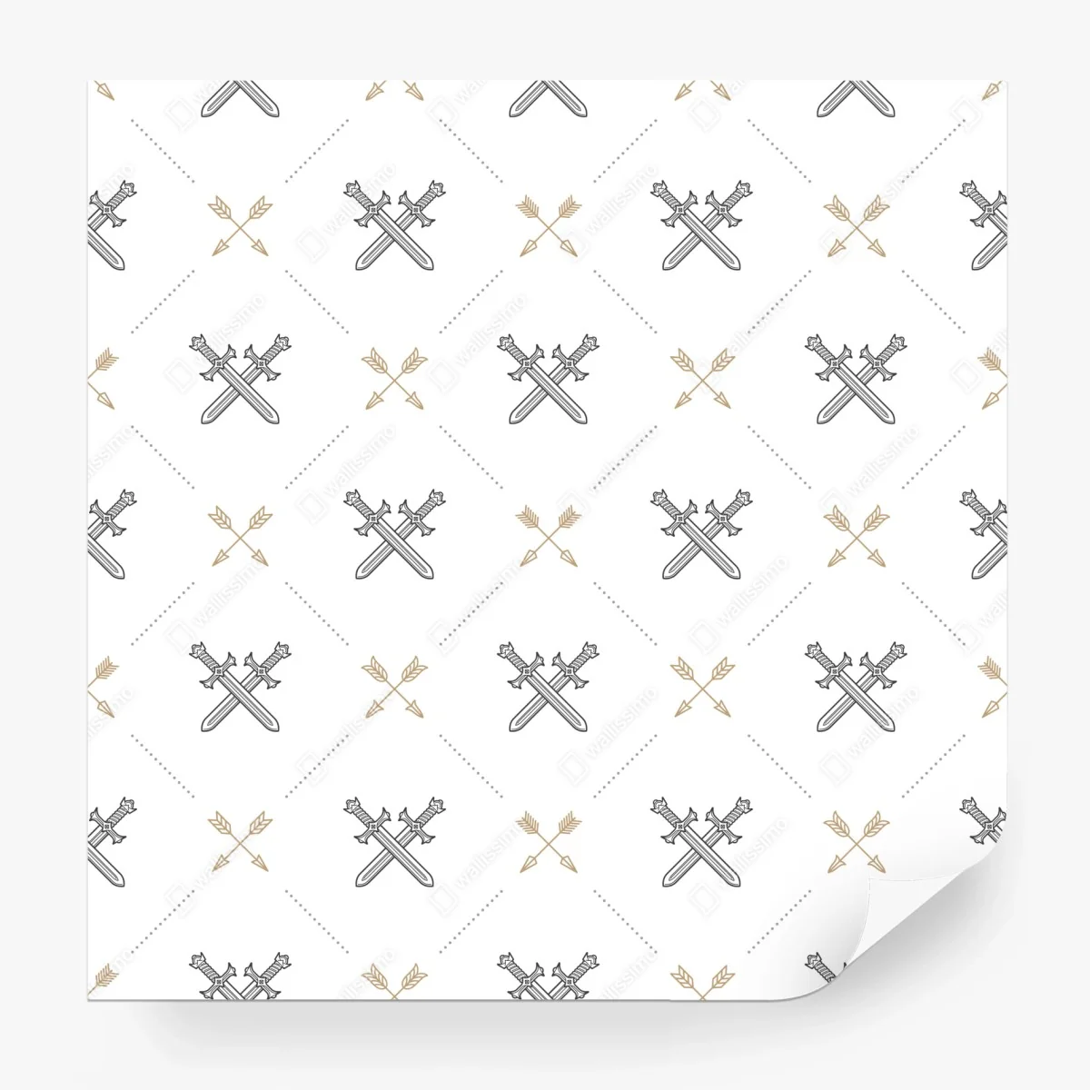 Fototapete muster mit gekreuzten schwertern und pfeilen – Wallnifity®