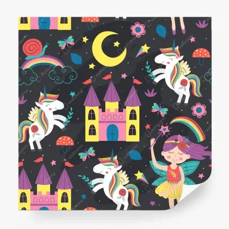 Fototapete magisches einhorn- und feenmuster – Wallnifity®